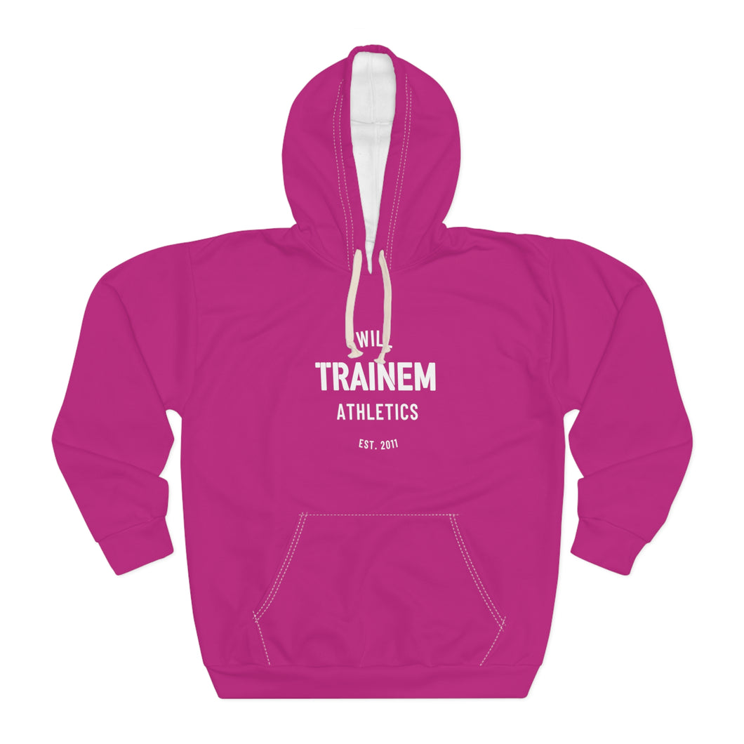 Will Trainem Athletics Pink Unisex Pullover Hoodie (AOP)